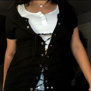 BLACK HARLEY DAVIDSON DRAWSTRING TIGHTENED SHIRT